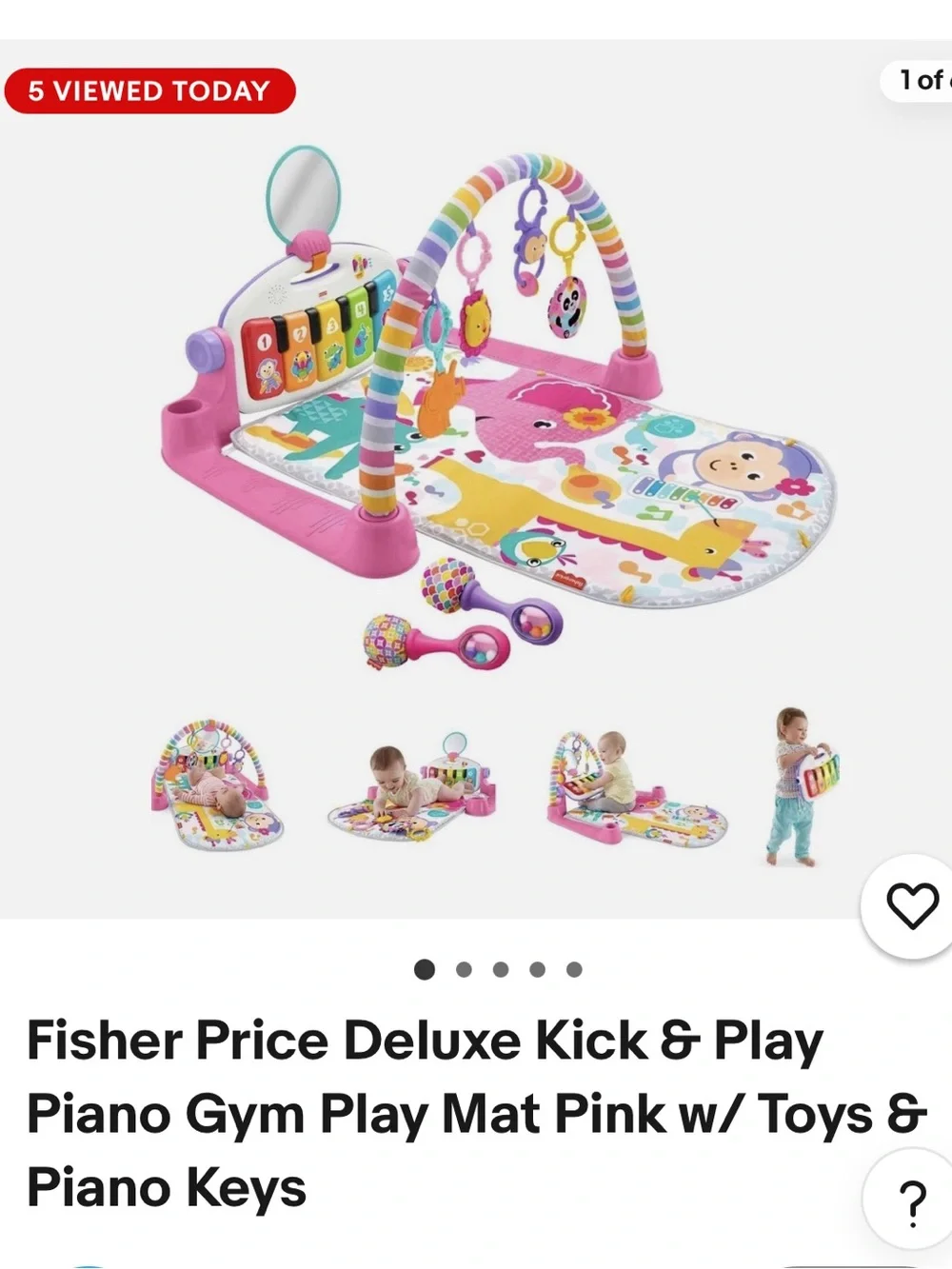 New in Box- Fisher-Price Pink & Multicolor Deluxe Kick & Play Piano Gym